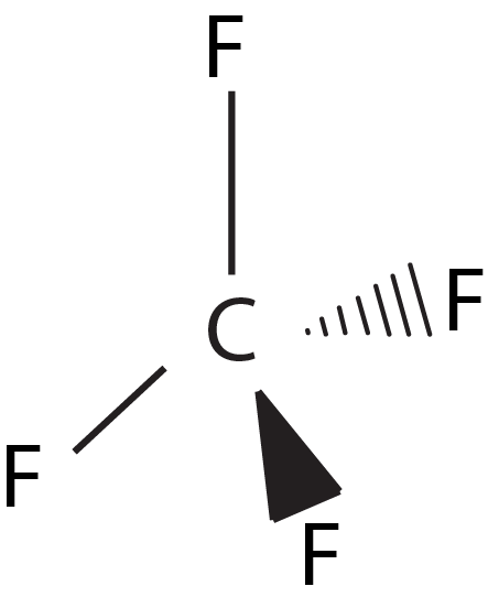 3 dimensional diagram of tetrafluoromethane